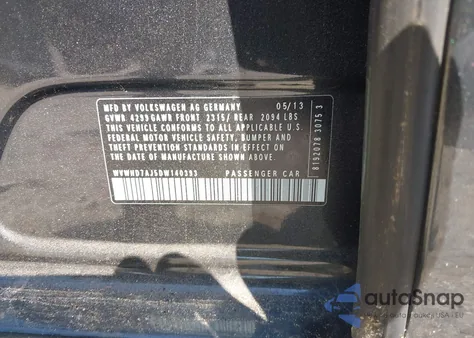 2013 Volkswagen Gti 4-Door/4-Door Autobahn/Drivers Edition/Wolfsburg Edition z USA, uszkodzony, nr VIN WVWHD7AJ5DW140393